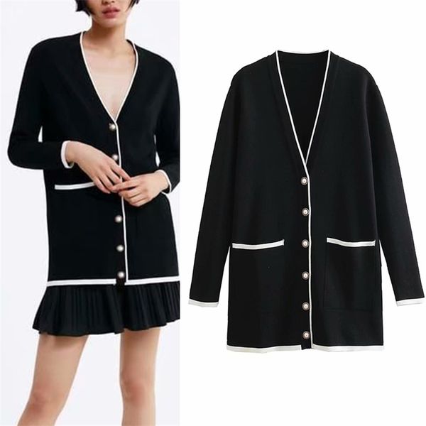 za elegant women v-neck knitted solid cardigans autumn winter single-breasted warm long sweater with pocket female outwear 210422, White;black
za elegant women v-neck knitted solid cardigans autumn winter single-breasted warm long sweater with pocket female outwear 210422, White;black