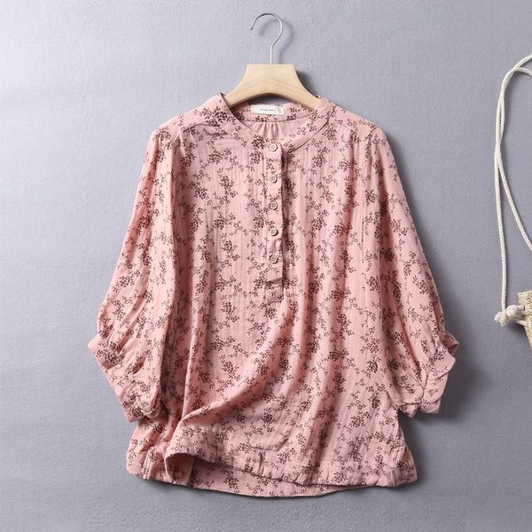 women's blouses & shirts 2021 summer print double layer cotton yarn shirt three quarter sleeve loose casual wear, White
women's blouses & shirts 2021 summer print double layer cotton yarn shirt three quarter sleeve loose casual wear, White