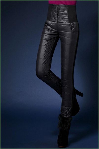 women's pants & capris winter slim thick double-sided high waist down women wear warm elastic feet large size cotton jq133, Black;white
women's pants & capris winter slim thick double-sided high waist down women wear warm elastic feet large size cotton jq133, Black;white