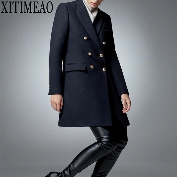 za women fashion double-breasted slim woolen jacket coat vintage long sleeve side pockets female outerwear chic overcoat 211020, Black
za women fashion double-breasted slim woolen jacket coat vintage long sleeve side pockets female outerwear chic overcoat 211020, Black