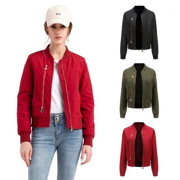 spring autumn bomber jacket women cotton liner baseball coat fashion streetwear women's jackets, Black;brown
spring autumn bomber jacket women cotton liner baseball coat fashion streetwear women's jackets, Black;brown