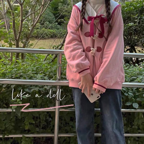women's hoodies & sweatshirts japanese kawaii sweatshirt for spring and fall, navy blue collar, pretty, pink, student, korean fashion,, Black
women's hoodies & sweatshirts japanese kawaii sweatshirt for spring and fall, navy blue collar, pretty, pink, student, korean fashion,, Black