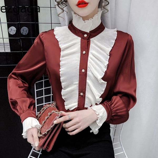 ezgaga shirts women vintage long sleeve stand collar ruffled button elegant spring fashion office lady blouse korean 210430, White
ezgaga shirts women vintage long sleeve stand collar ruffled button elegant spring fashion office lady blouse korean 210430, White