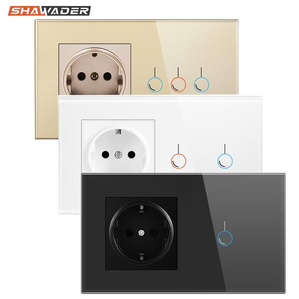 smart home control light switch tempered glass touch panel 1/2/3 gang modular eu plug socket 146 lamp conjoined electric outlets for office
smart home control light switch tempered glass touch panel 1/2/3 gang modular eu plug socket 146 lamp conjoined electric outlets for office