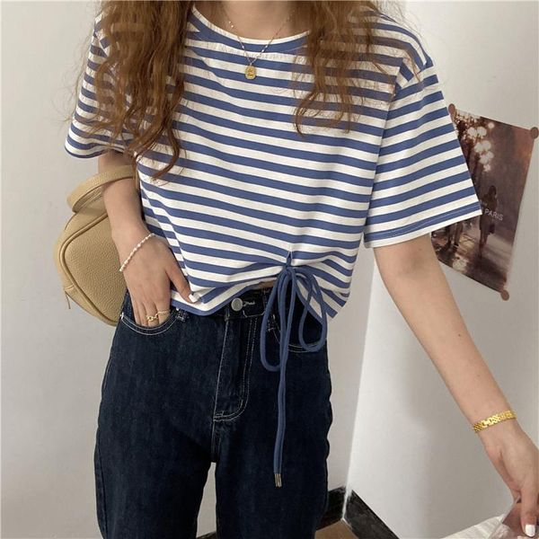 women's t-shirt short design causal loose vintage striped all match o-neck college wind sleeve women female t-shirts, White
women's t-shirt short design causal loose vintage striped all match o-neck college wind sleeve women female t-shirts, White
