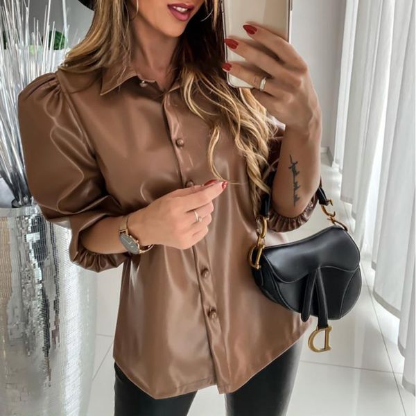 women's & leather shirts blouses woman casual lapel pull sleeve khaki spring autumn ladies button pu shirt women blouse d30, White
women's & leather shirts blouses woman casual lapel pull sleeve khaki spring autumn ladies button pu shirt women blouse d30, White