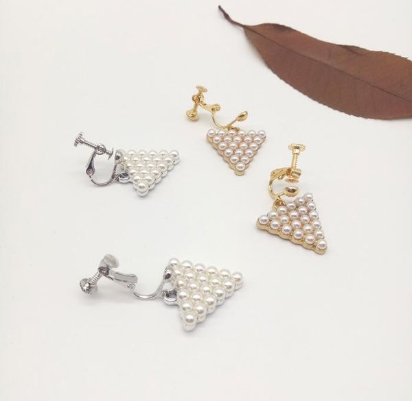 clip-on & screw back clip on earrings no pierced women earcuff earring triangle imitation pearl, Silver
clip-on & screw back clip on earrings no pierced women earcuff earring triangle imitation pearl, Silver