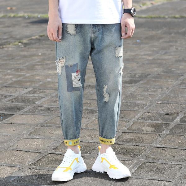 men's jeans biker fashion patchwork ripped boys stretch casual holes ankle-length harem hip hop pants trousers large size, Blue
men's jeans biker fashion patchwork ripped boys stretch casual holes ankle-length harem hip hop pants trousers large size, Blue