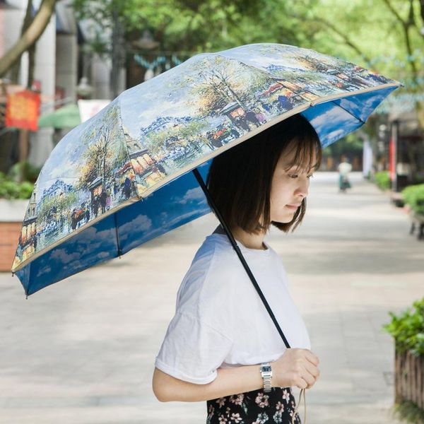 umbrellas creative retro oil painting umbrella double-layer three-folding sunshade sunny rainy dual-use windproof strong
umbrellas creative retro oil painting umbrella double-layer three-folding sunshade sunny rainy dual-use windproof strong