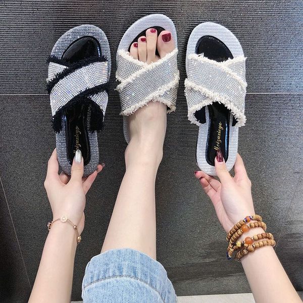 net red summer sandals and slippers women's fashion all-match with diamond personality flat-bottomed cross-word drag tide, Black
net red summer sandals and slippers women's fashion all-match with diamond personality flat-bottomed cross-word drag tide, Black