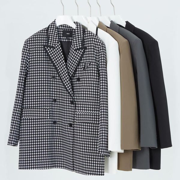 women's suits & blazers 2021 autumn and winter fashion design sense temperament houndstooth mid-length casual suit jacket women, White;black
women's suits & blazers 2021 autumn and winter fashion design sense temperament houndstooth mid-length casual suit jacket women, White;black