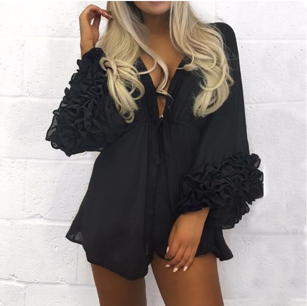 brand women floral chiffon petal sleeves shirts bohemian style long blouse casual clothes women's blouses &, White
brand women floral chiffon petal sleeves shirts bohemian style long blouse casual clothes women's blouses &, White