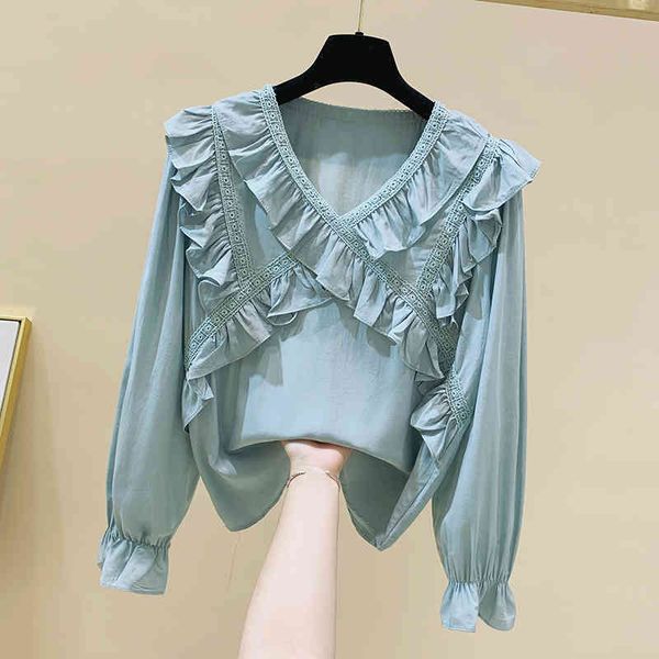 women's shirts autumn falre long sleeves v neck ruffles shirt ladies female blouse blusas a3953 210428, White
women's shirts autumn falre long sleeves v neck ruffles shirt ladies female blouse blusas a3953 210428, White