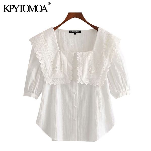 women sweet fashion cutwork embroidery blouses vintage peter pan collar short sleeve female shirts chic 210420, White
women sweet fashion cutwork embroidery blouses vintage peter pan collar short sleeve female shirts chic 210420, White