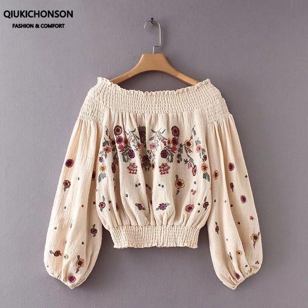 women's blouses & shirts european and american chic boho blouse women vintage lantern sleeve flower embroidery off the shoulder crop l, White
women's blouses & shirts european and american chic boho blouse women vintage lantern sleeve flower embroidery off the shoulder crop l, White