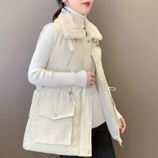 women's fur & faux lapel lamb wool collar women vest jacket korean style down cotton waistcoat female fashion vests casual warm, Black
women's fur & faux lapel lamb wool collar women vest jacket korean style down cotton waistcoat female fashion vests casual warm, Black