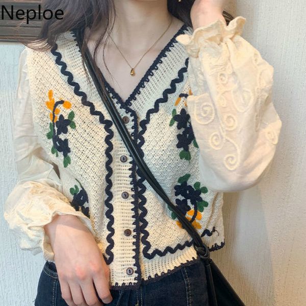 neploe v-neck knitted patchwork cardigan slim fit korean temperament heavy industry embroidery long-sleeved shirt women 210422, White
neploe v-neck knitted patchwork cardigan slim fit korean temperament heavy industry embroidery long-sleeved shirt women 210422, White