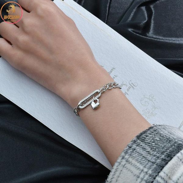 link, chain akizoom fashion stainless steel bracelets silver color heart thick bangles for women jewelry birthday gift, Black
link, chain akizoom fashion stainless steel bracelets silver color heart thick bangles for women jewelry birthday gift, Black