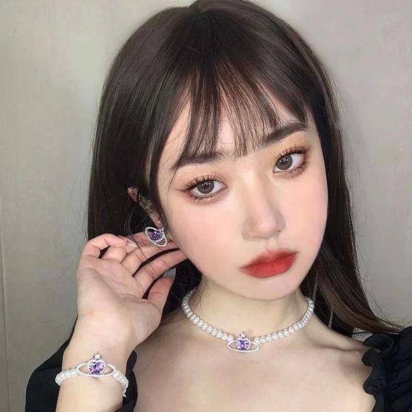 earrings & necklace vintage royal style purple planet shape jewelry set for women luxurious pearl bracelet wedding charming, Silver
earrings & necklace vintage royal style purple planet shape jewelry set for women luxurious pearl bracelet wedding charming, Silver