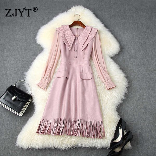 fashion designer runway autumn winter women clothes elegant long sleeve embroidery collar tassel suede leather dress 210601, Black;gray
fashion designer runway autumn winter women clothes elegant long sleeve embroidery collar tassel suede leather dress 210601, Black;gray