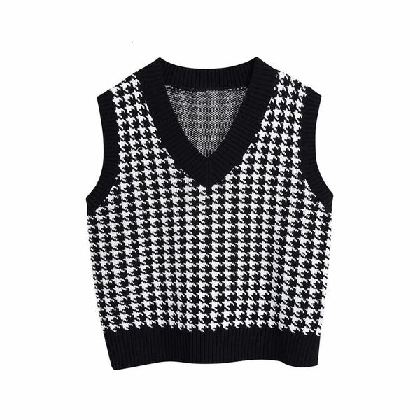 sweaters fall winter women checked sweater vest v-neck sleeveless knitted tank casual pullover woman sweaters, White;black
sweaters fall winter women checked sweater vest v-neck sleeveless knitted tank casual pullover woman sweaters, White;black