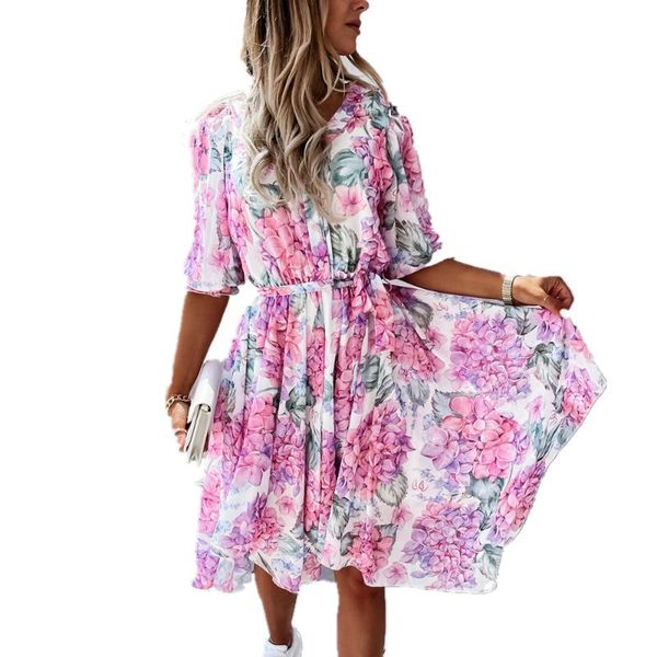 casual dresses women summer chiffon tie-up slim irregular dress floral digital print party elegant half sleeve button v neck midi, Black;gray
casual dresses women summer chiffon tie-up slim irregular dress floral digital print party elegant half sleeve button v neck midi, Black;gray