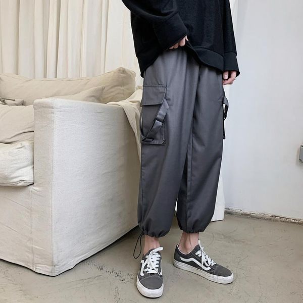 men's pants drawstring overalls fashion solid color cotton casual men streetwear wild loose hip hop straight trousers mens, Black
men's pants drawstring overalls fashion solid color cotton casual men streetwear wild loose hip hop straight trousers mens, Black
