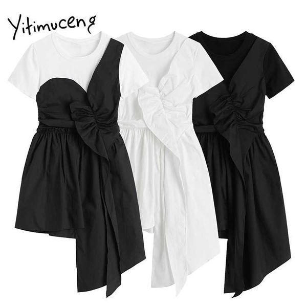 yitimuceng irregular fake 2 pieces dresses women summer ruffles high waist o-neck white black korean fashion sundress 210601, Black;gray
yitimuceng irregular fake 2 pieces dresses women summer ruffles high waist o-neck white black korean fashion sundress 210601, Black;gray