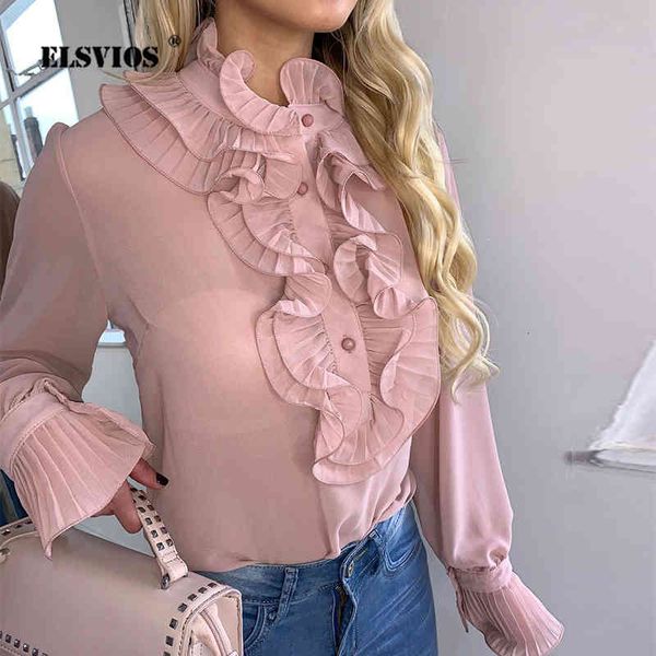 women's blouses & shirts spring flare long sleeve shirt plus size women ruffle neck chiffon blouse summer casual office lady button bl, White
women's blouses & shirts spring flare long sleeve shirt plus size women ruffle neck chiffon blouse summer casual office lady button bl, White