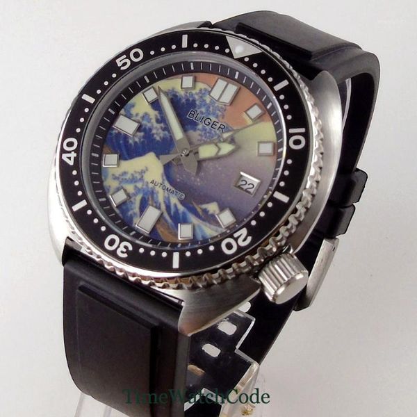 45mm japanese nh35a men's watch sapphire crystal date c3 lume hands automatic movement surfing dial rubber strap aluminum bezel wristwa, Slivery;brown
45mm japanese nh35a men's watch sapphire crystal date c3 lume hands automatic movement surfing dial rubber strap aluminum bezel wristwa, Slivery;brown