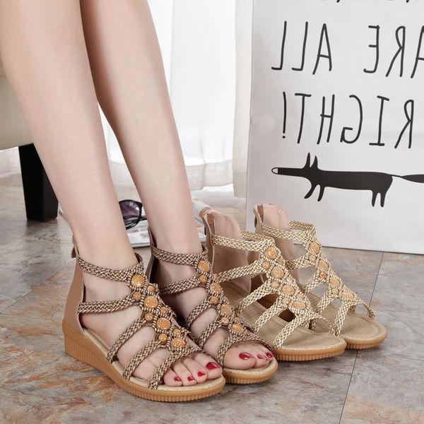 sandals 2021 summer women's flat heel leather soft sole non slip bohemian woven high large size, Black
sandals 2021 summer women's flat heel leather soft sole non slip bohemian woven high large size, Black
