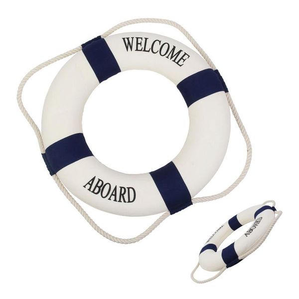 decorative welcome aboard nautical lifebuoy ring wall hanging home decoration (blue, 20cm) objects & figurines 
decorative welcome aboard nautical lifebuoy ring wall hanging home decoration (blue, 20cm) objects & figurines