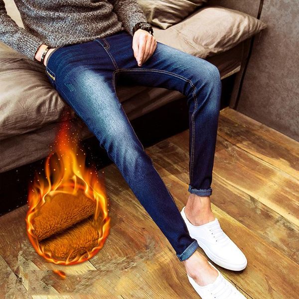 men's jeans arrival 2021 autumn winter casual thicken thermal fleece add wool denim teenagers pencil pants, Blue
men's jeans arrival 2021 autumn winter casual thicken thermal fleece add wool denim teenagers pencil pants, Blue