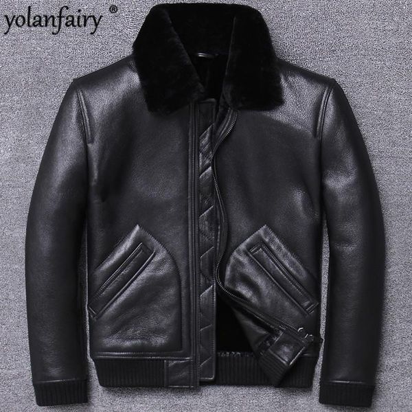 men's leather & faux 2021 winter genuine jacket men sheep shearling coat for real wool fur lining motorcycle este cuir homme u804 kj319, Black
men's leather & faux 2021 winter genuine jacket men sheep shearling coat for real wool fur lining motorcycle este cuir homme u804 kj319, Black