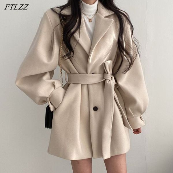 winter women elegant turn-down collar single breasted woolen coat vintage slim lantern sleeve solid jacket with belt 210423, Black
winter women elegant turn-down collar single breasted woolen coat vintage slim lantern sleeve solid jacket with belt 210423, Black