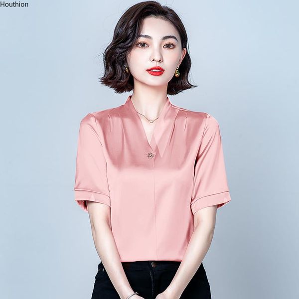 women's blouses & shirts houthion blouse solid color v-neck silk casual fashion short sleeve shirt summer plus size high-end drop, White
women's blouses & shirts houthion blouse solid color v-neck silk casual fashion short sleeve shirt summer plus size high-end drop, White