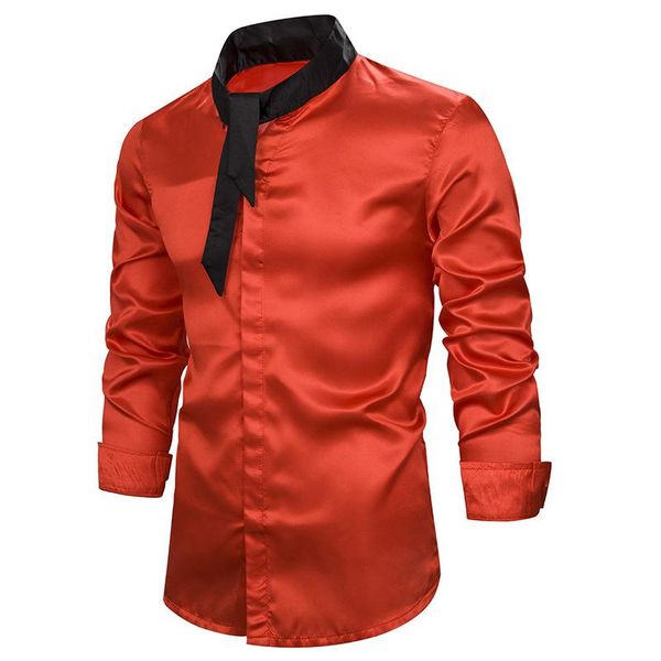 men's casual shirts black red patchwork shirt men camisa social masculina 2021 brand mens mandarin collar dress school student male, White;black
men's casual shirts black red patchwork shirt men camisa social masculina 2021 brand mens mandarin collar dress school student male, White;black
