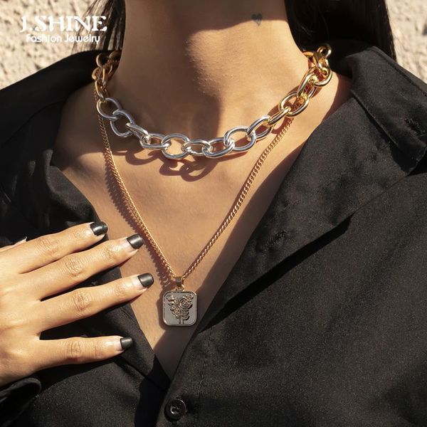 jshine multilayer rose flower square pendant necklace for women mix color fashion chunky curb chain jewelry accessories necklaces, Silver
jshine multilayer rose flower square pendant necklace for women mix color fashion chunky curb chain jewelry accessories necklaces, Silver