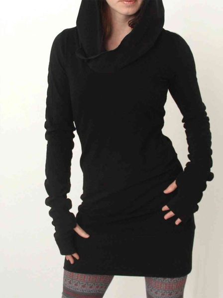 women's clothing dresses autumn 2021 women's solid long sleeve short skirt hooded finger leaky dress, Black;gray
women's clothing dresses autumn 2021 women's solid long sleeve short skirt hooded finger leaky dress, Black;gray