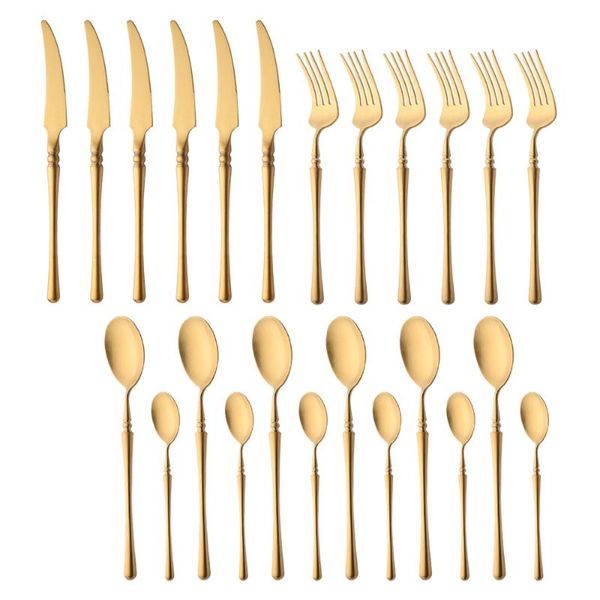 flatware sets 24pcs matte gold dinnerware set 18/10 stainless steel knife fork spoon cutlery kitchen silverware tableware
flatware sets 24pcs matte gold dinnerware set 18/10 stainless steel knife fork spoon cutlery kitchen silverware tableware