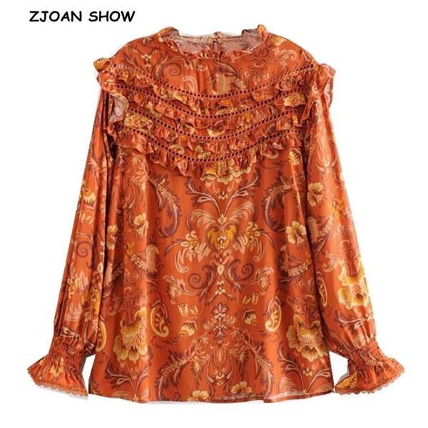 women's blouses & shirts 2021 autumn bohemian orange floral print shirt ethnic women spliced hollow out lace ruffles long sleeve blouse, White
women's blouses & shirts 2021 autumn bohemian orange floral print shirt ethnic women spliced hollow out lace ruffles long sleeve blouse, White