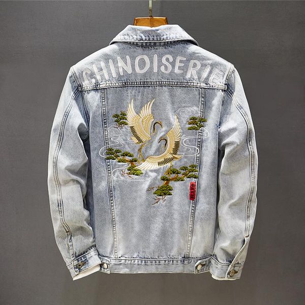men's jackets autumn chinoiserie embroidered cranes chinese style denim jacket fashion japanese streetwear clothing coats 5xl, Black;brown
men's jackets autumn chinoiserie embroidered cranes chinese style denim jacket fashion japanese streetwear clothing coats 5xl, Black;brown