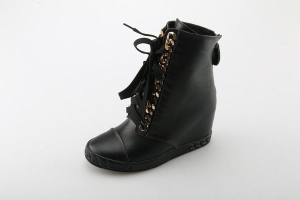 boots zapatillas deportivas mujer wedge shoes 8cm increasing height genuine leather lace up chain casual sneakers woman, Black
boots zapatillas deportivas mujer wedge shoes 8cm increasing height genuine leather lace up chain casual sneakers woman, Black