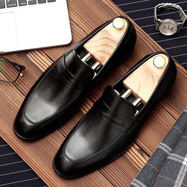 men dress shoes slip on formal wedding pointed toe luxury genuine leather flats oxford business for, Black
men dress shoes slip on formal wedding pointed toe luxury genuine leather flats oxford business for, Black