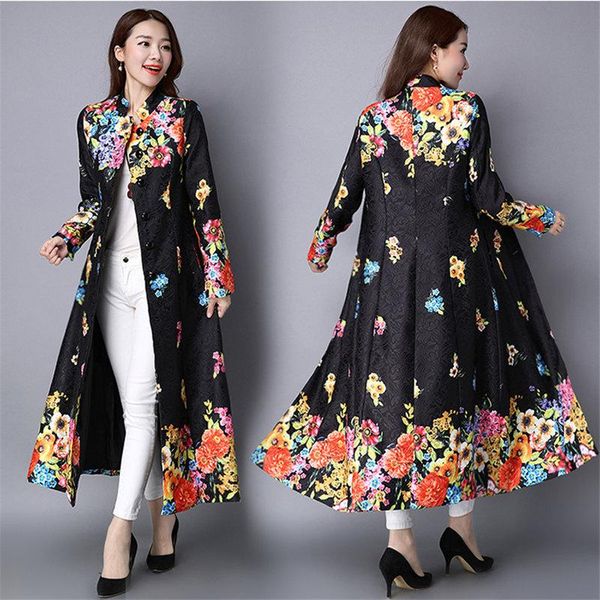 women's trench coats long sleeve cardigan national wind 2021 spring autumn dress retro printing coat female literary cotton buttons, Tan;black
women's trench coats long sleeve cardigan national wind 2021 spring autumn dress retro printing coat female literary cotton buttons, Tan;black