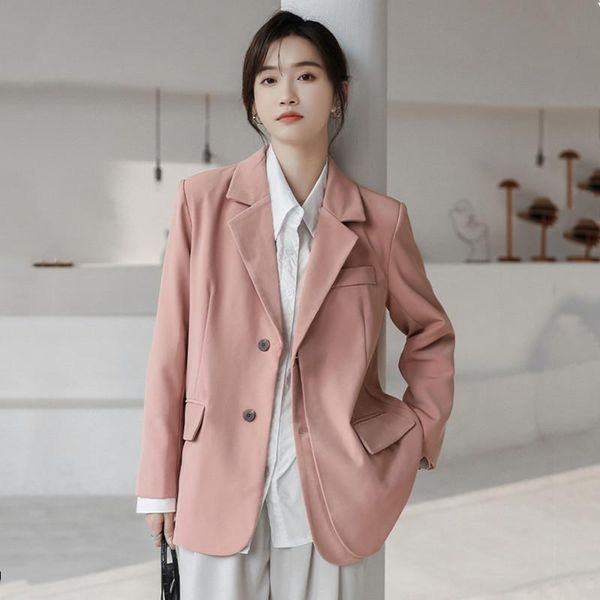 spring high-end british style single-breasted pink ladies elegant casual loose long-sleeved suit jacket 2021 women's suits & blazers, White;black
spring high-end british style single-breasted pink ladies elegant casual loose long-sleeved suit jacket 2021 women's suits & blazers, White;black