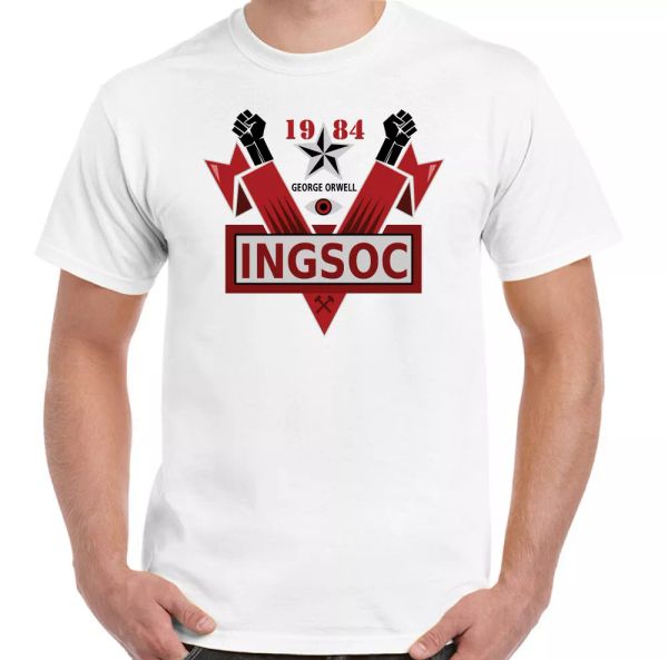 ingsoc t-shirt men's 1984 george orwell fiction original english socialism top, White;black
ingsoc t-shirt men's 1984 george orwell fiction original english socialism top, White;black