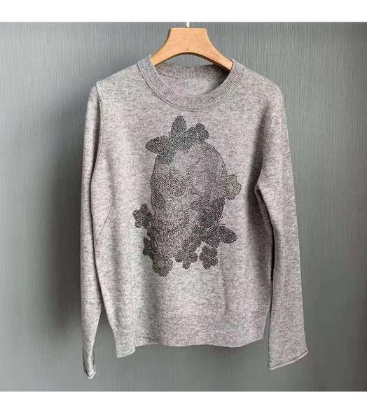 women's sweaters knit 100% cashmere skull rhinestone o-neck long sleeve ladies jumper 2021 autumn winter, White;black
women's sweaters knit 100% cashmere skull rhinestone o-neck long sleeve ladies jumper 2021 autumn winter, White;black