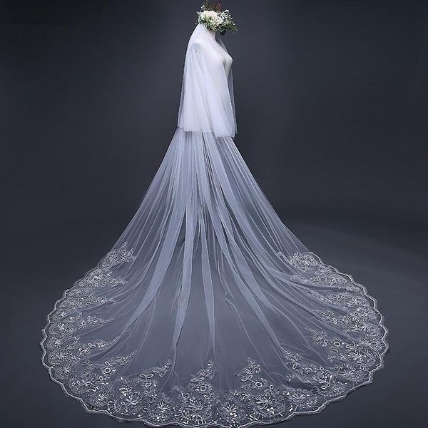 bridal veils wedding veil lace edge long face-covered appliques sequins two tiers white/ivory with comb cathedral 3meters, Black
bridal veils wedding veil lace edge long face-covered appliques sequins two tiers white/ivory with comb cathedral 3meters, Black