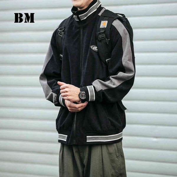 men's jackets 2021 spring fashion sports jacket japanese streetwear stand up collar coat men clothing harajuku casual, Black;brown